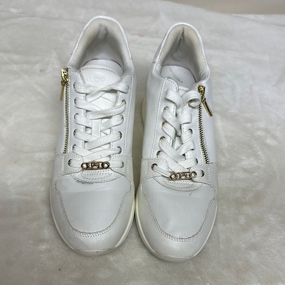 Aldo White and Gold Sneakers with Padded Ankle Collar - Picture 11 of 14